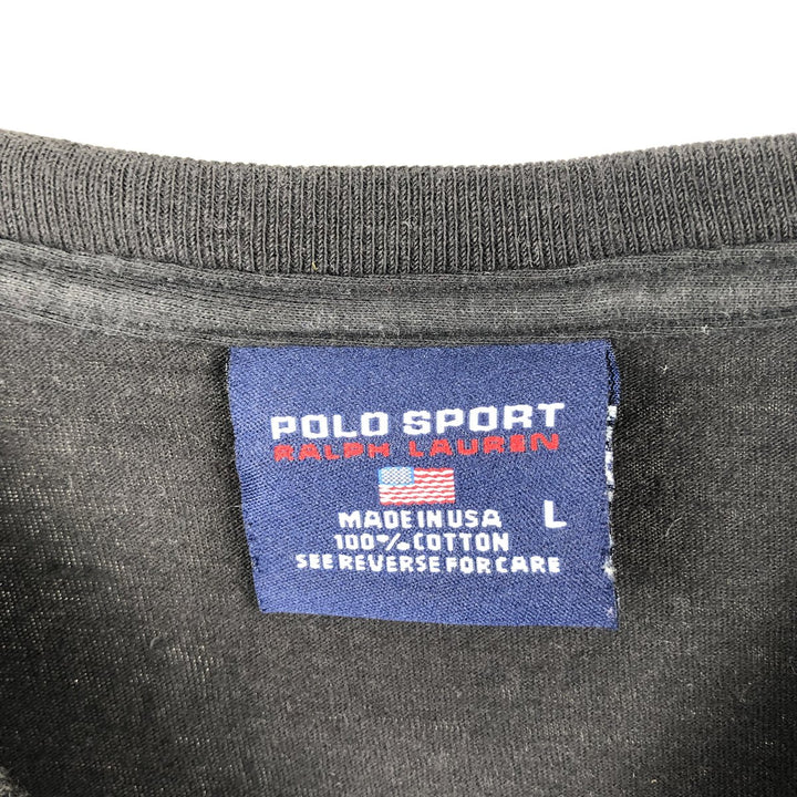 Ralph Lauren POLO SPORT fish print short-sleeved T-shirt, made in the USA, men's size L equivalent. cotton black type Vintage Second Hand