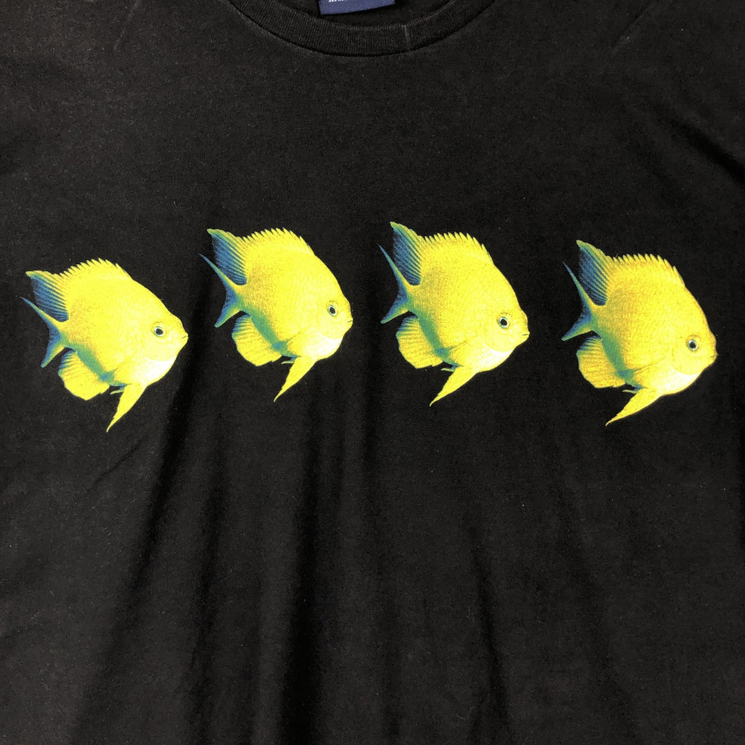 Ralph Lauren POLO SPORT fish print short-sleeved T-shirt, made in the USA, men's size L equivalent. cotton black type Vintage Second Hand