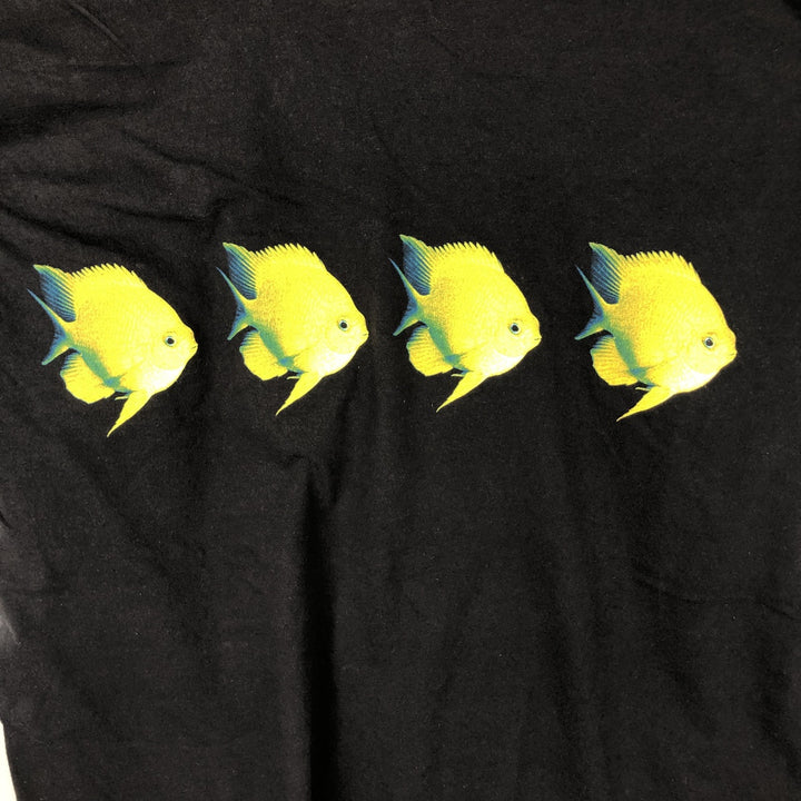 Ralph Lauren POLO SPORT fish print short-sleeved T-shirt, made in the USA, men's size L equivalent. cotton black type Vintage Second Hand