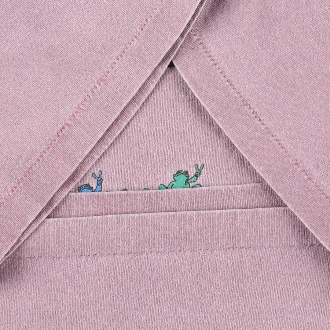 Anvil Peace Frogs Print T-Shirt, Made in USA, Men's Size L cotton pink type Vintage Second Hand