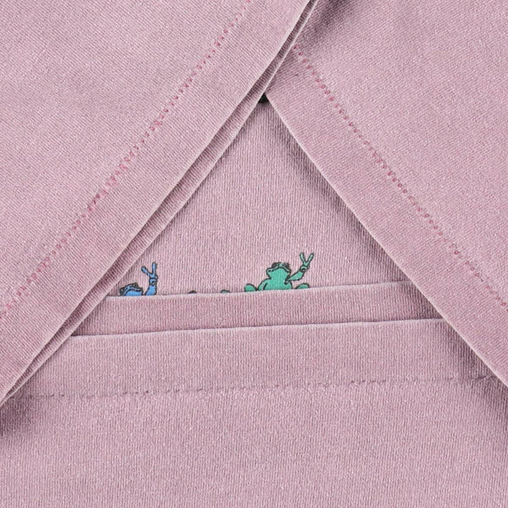 Anvil Peace Frogs Print T-Shirt, Made in USA, Men's Size L cotton pink type Vintage Second Hand