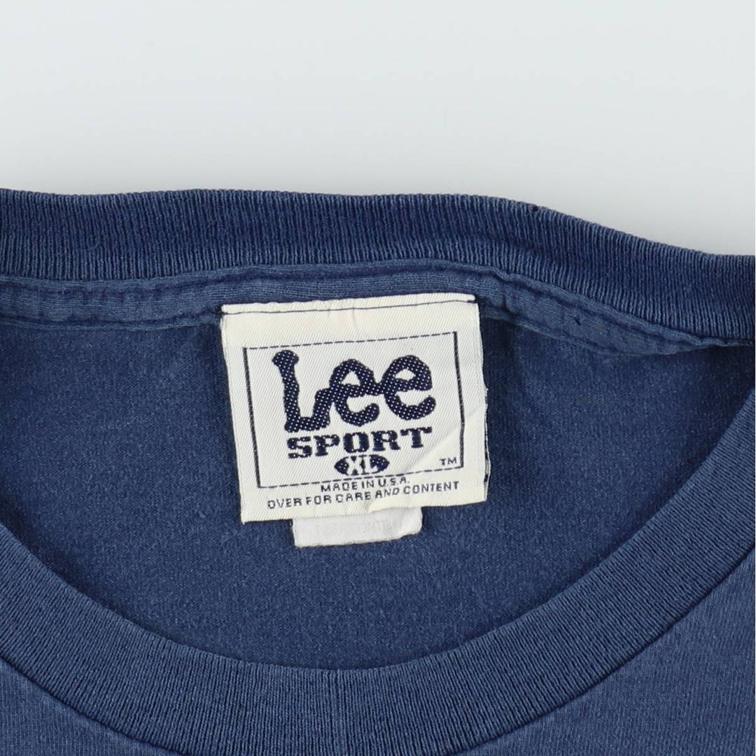90'S Lee SPORT Print T-Shirt, Made in USA, Men's XL equivalent, Vintage cotton navy blue type Vintage Second Hand