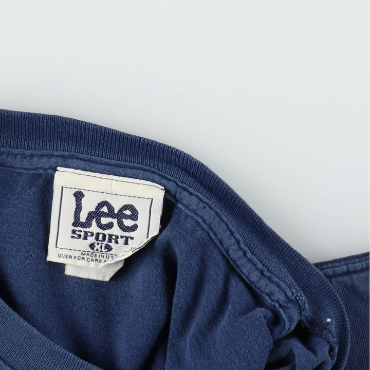 90'S Lee SPORT Print T-Shirt, Made in USA, Men's XL equivalent, Vintage cotton navy blue type Vintage Second Hand