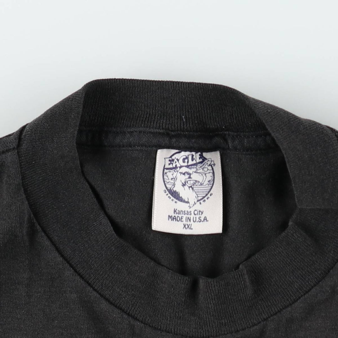 90'S EAGLE print T-shirt, Made in USA, Men's XXL equivalent, Vintage cotton black type Vintage Second Hand