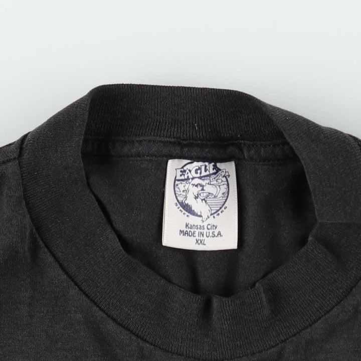 90'S EAGLE print T-shirt, Made in USA, Men's XXL equivalent, Vintage cotton black type Vintage Second Hand