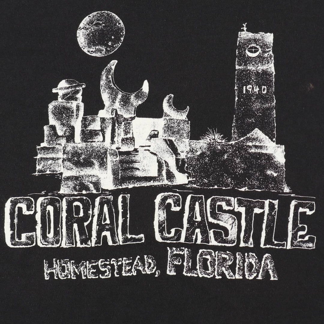 2000'S Fruit of the Loom Best Coral Castle Print T-Shirt, Men's Size XL (approx.) cotton black type Vintage Second Hand