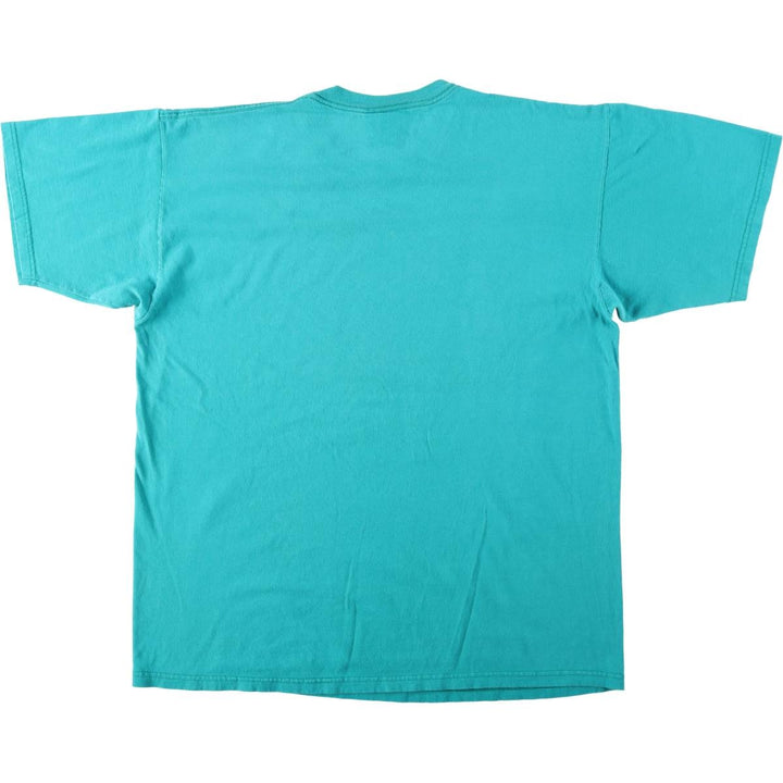 90'S Lee Heavy Weight Cotton Print T-Shirt, Made in USA, Men's XL equivalent, Vintage cotton turquoise blue Vintage Second Hand