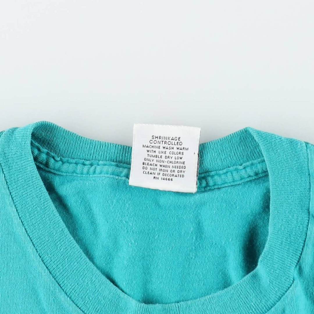 90'S Lee Heavy Weight Cotton Print T-Shirt, Made in USA, Men's XL equivalent, Vintage cotton turquoise blue Vintage Second Hand