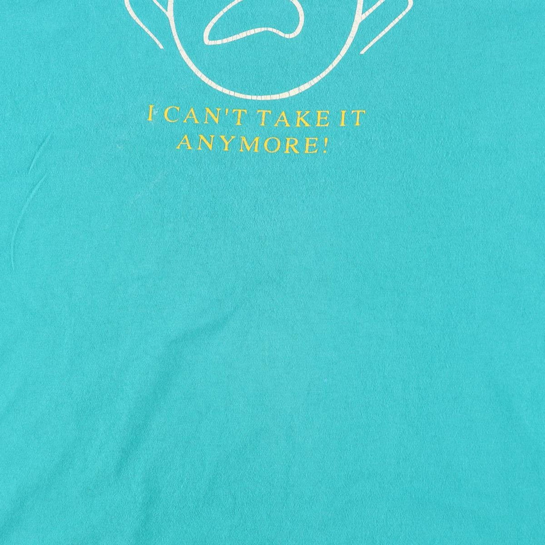 90'S Lee Heavy Weight Cotton Print T-Shirt, Made in USA, Men's XL equivalent, Vintage cotton turquoise blue Vintage Second Hand