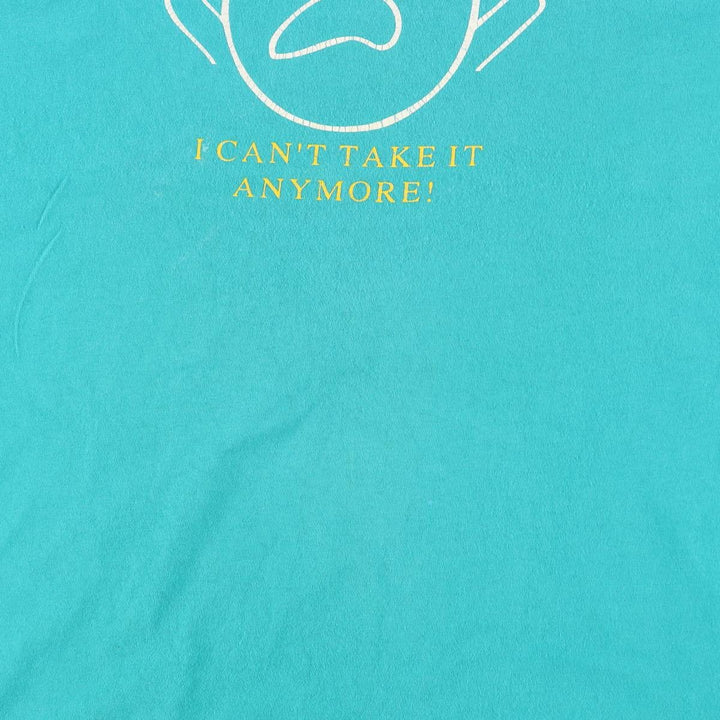 90'S Lee Heavy Weight Cotton Print T-Shirt, Made in USA, Men's XL equivalent, Vintage cotton turquoise blue Vintage Second Hand