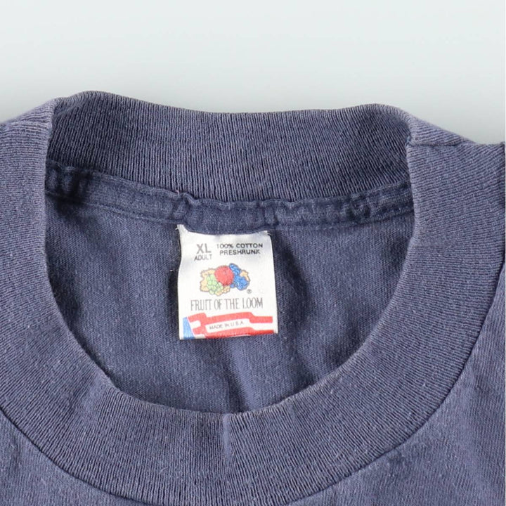 90'S Fruit of the Loom printed T-shirt, made in the USA, men's XL size, vintage cotton Navy blue Vintage Second Hand