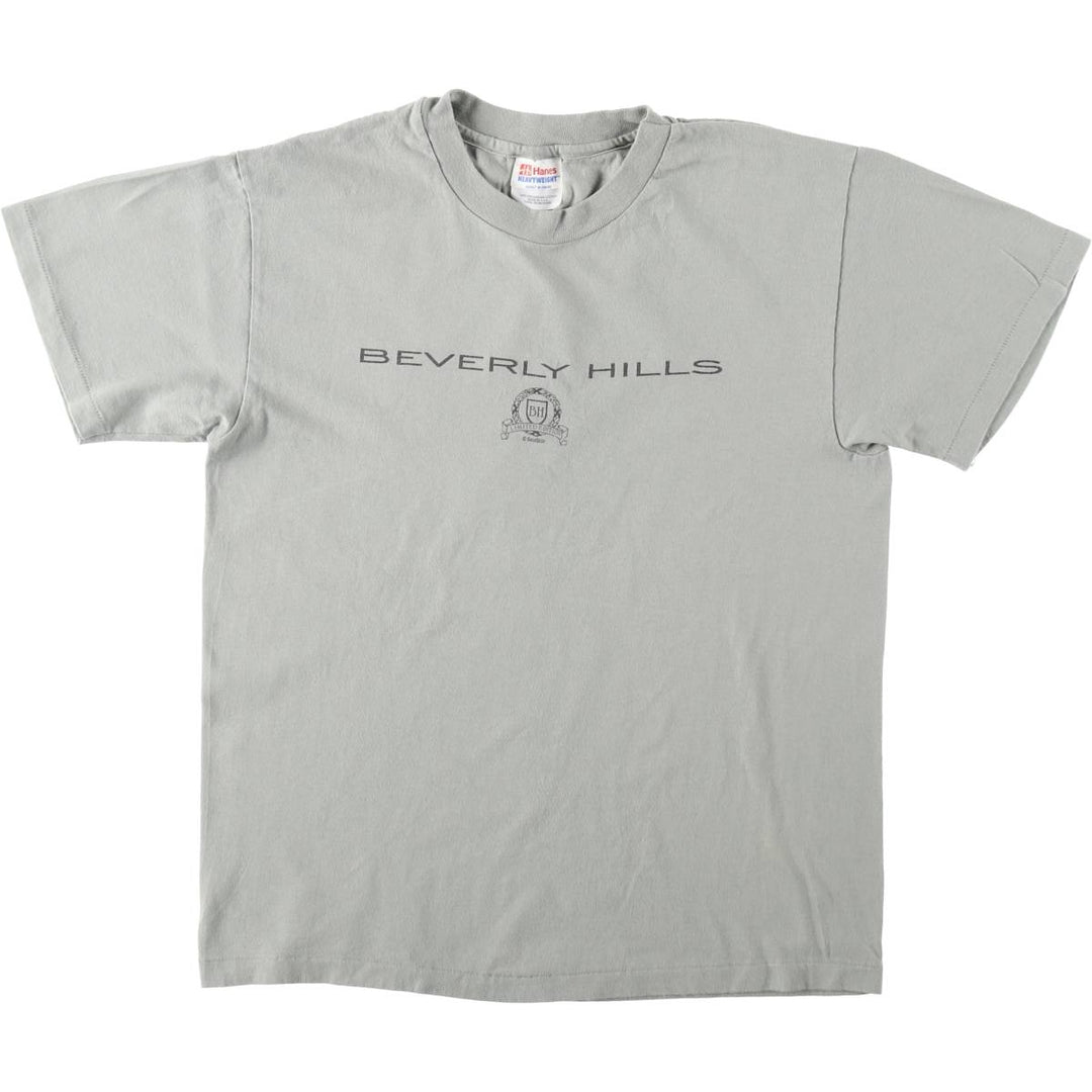 90'S Hanes Heavyweight Beverly Hills Print T-Shirt, Made in USA, Men's Size M (approx.), Vintage cotton Khaki type sage green Vintage Second Hand