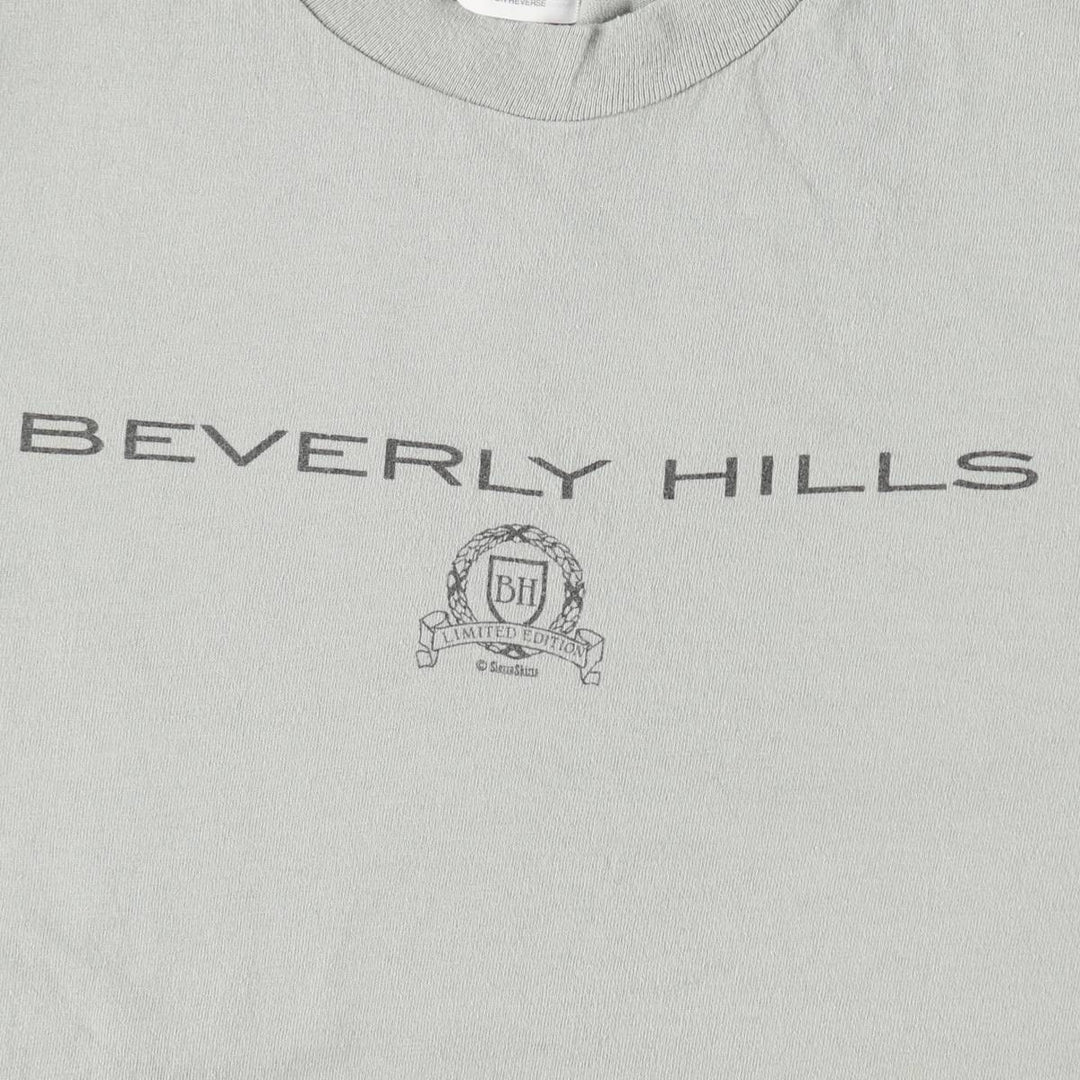 90'S Hanes Heavyweight Beverly Hills Print T-Shirt, Made in USA, Men's Size M (approx.), Vintage cotton Khaki type sage green Vintage Second Hand
