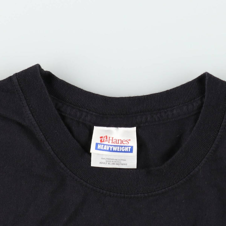 90s-00'S Hanes Heavyweight Printed T-Shirt, Men's Size XL (approx.) cotton black type Vintage Second Hand
