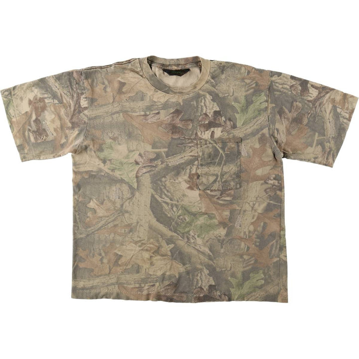 90'S Liberty Real Tree Camo Print T-Shirt, Men's Size L (Equivalent), Vintage unclear brown type Vintage Second Hand