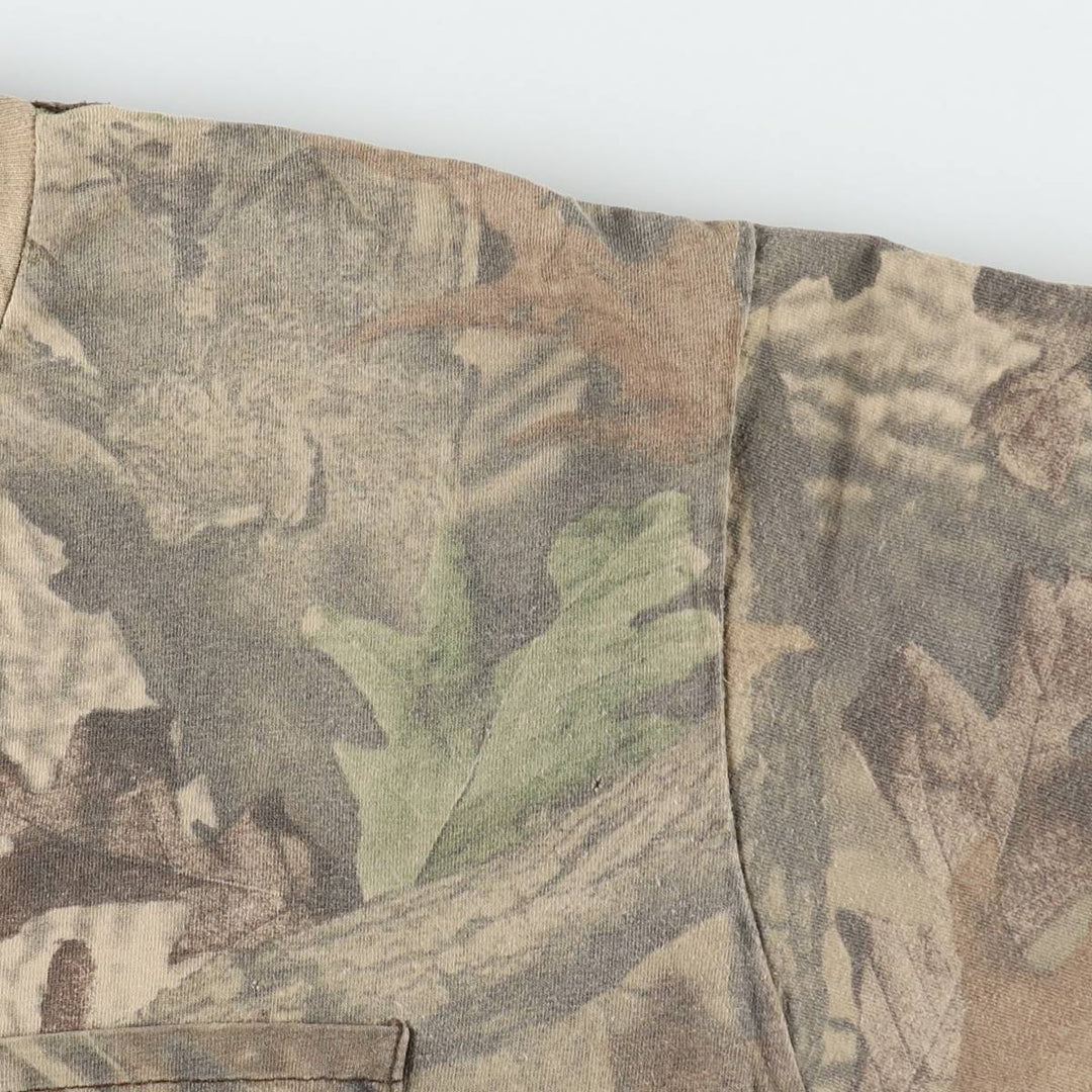 90'S Liberty Real Tree Camo Print T-Shirt, Men's Size L (Equivalent), Vintage unclear brown type Vintage Second Hand