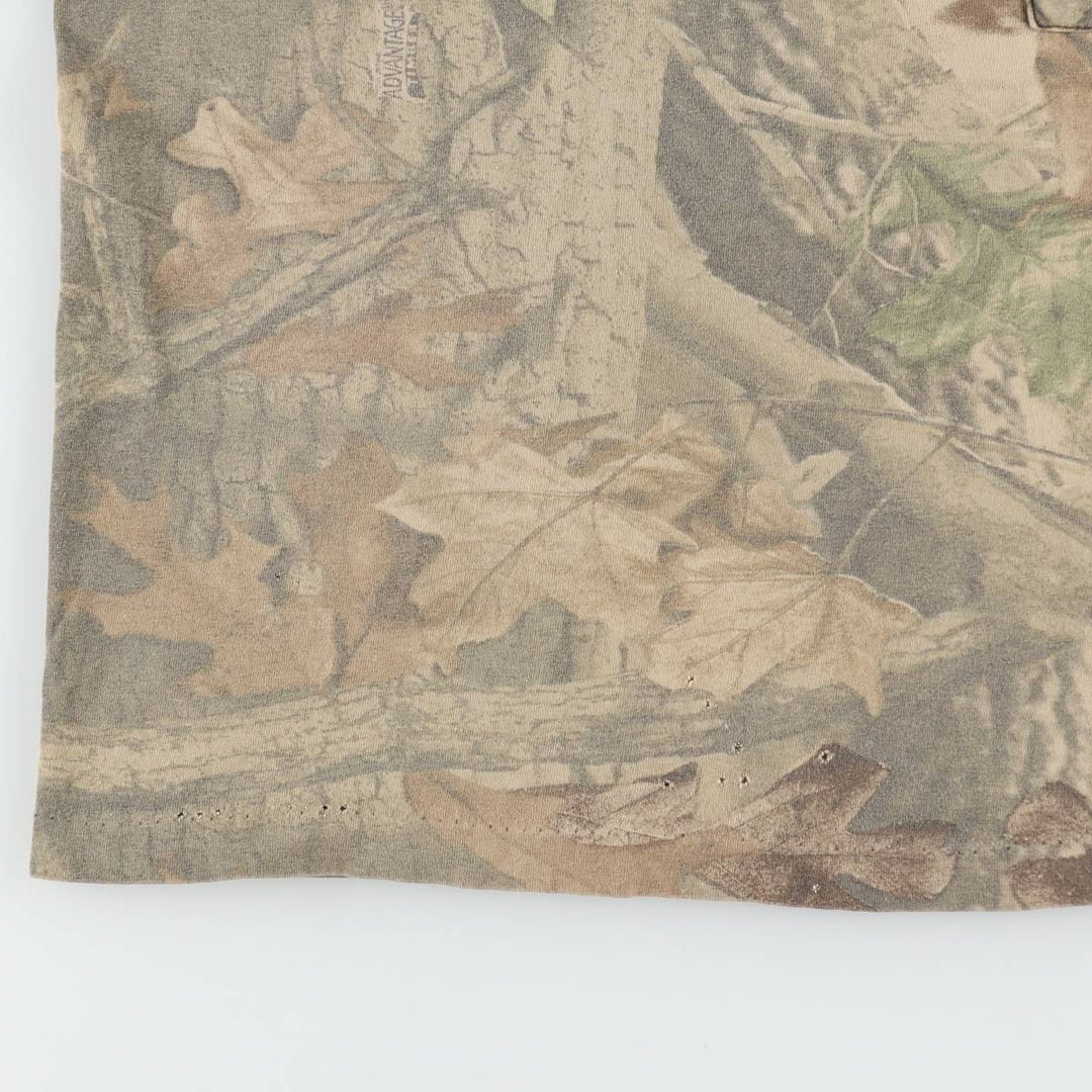 90'S Liberty Real Tree Camo Print T-Shirt, Men's Size L (Equivalent), Vintage unclear brown type Vintage Second Hand