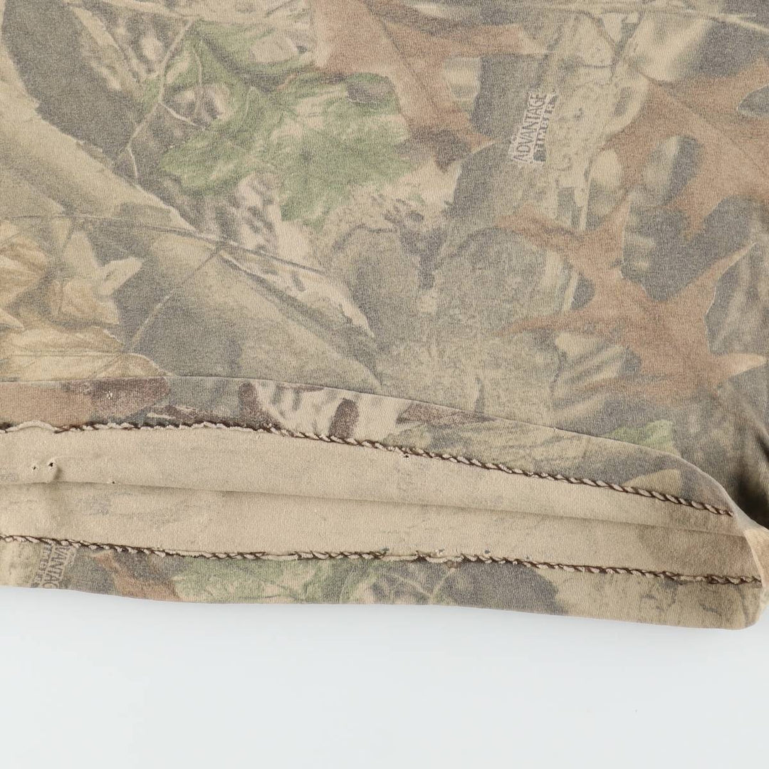 90'S Liberty Real Tree Camo Print T-Shirt, Men's Size L (Equivalent), Vintage unclear brown type Vintage Second Hand