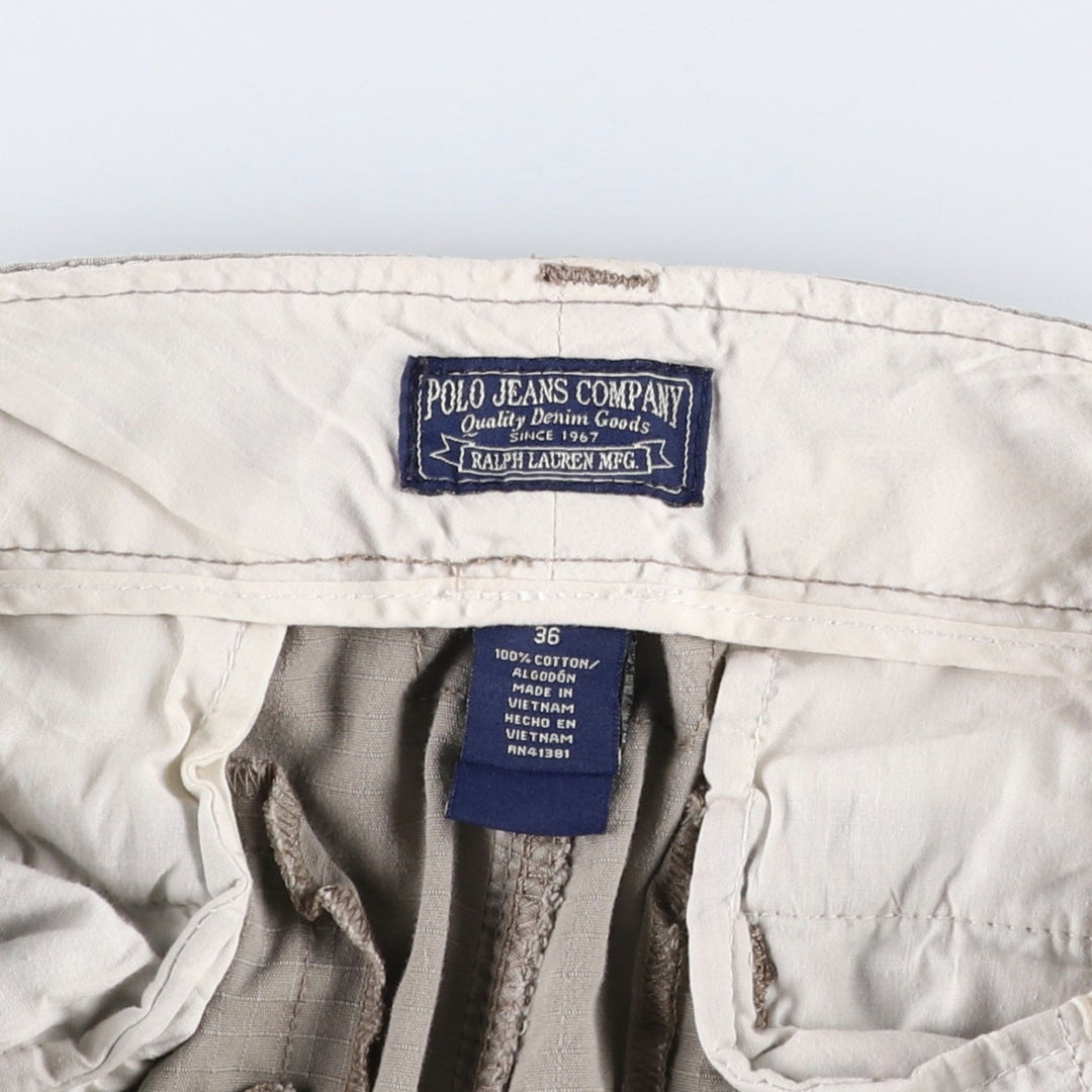 Ralph Lauren POLO by Ralph Lauren Ripstop Cargo Shorts, Men's Size W37 (approx.) cotton Beige type Vintage Second Hand