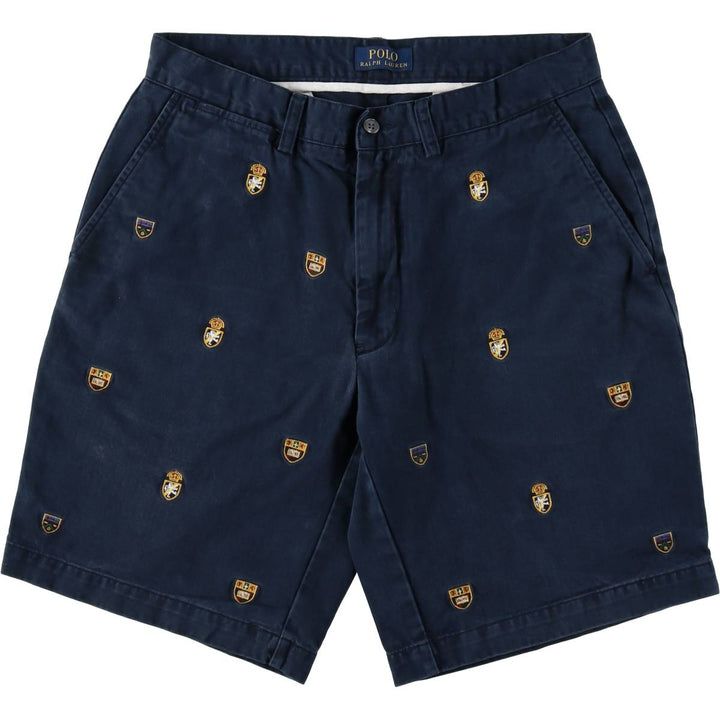 Ralph Lauren POLO RALPH LAUREN all-over print chino shorts, men's size W31 (approx.) cotton navy blue type Vintage Second Hand