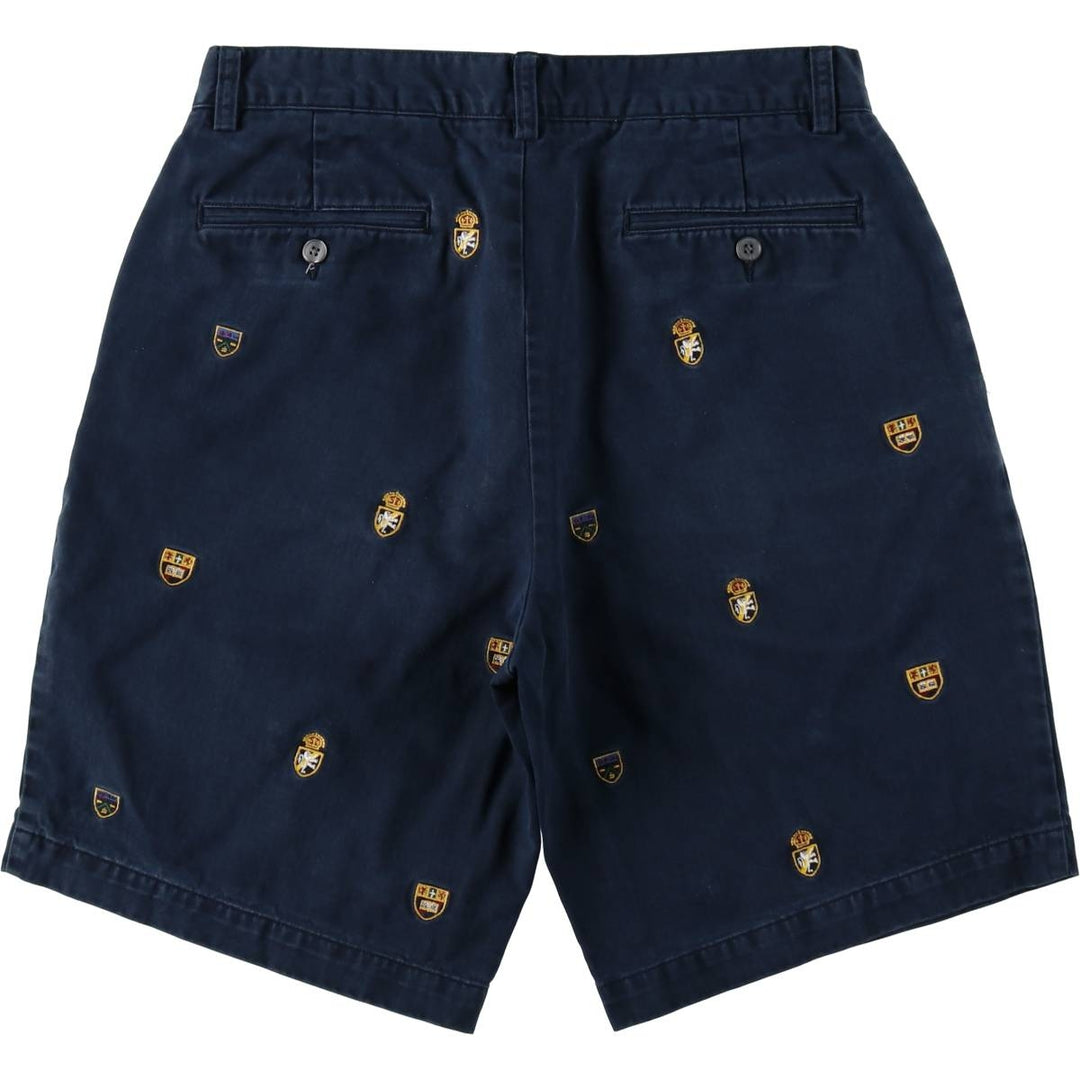 Ralph Lauren POLO RALPH LAUREN all-over print chino shorts, men's size W31 (approx.) cotton navy blue type Vintage Second Hand