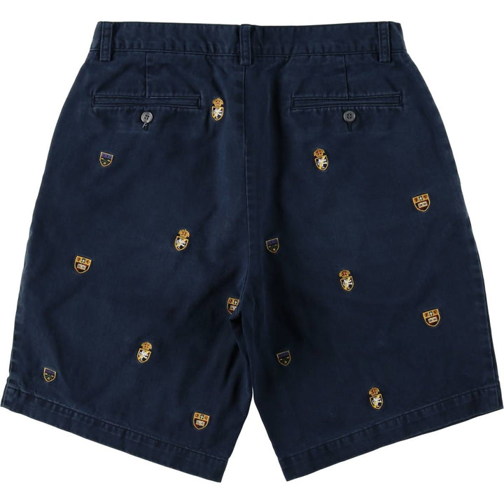 Ralph Lauren POLO RALPH LAUREN all-over print chino shorts, men's size W31 (approx.) cotton navy blue type Vintage Second Hand
