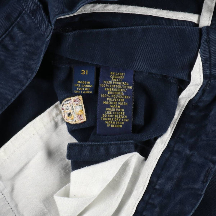 Ralph Lauren POLO RALPH LAUREN all-over print chino shorts, men's size W31 (approx.) cotton navy blue type Vintage Second Hand