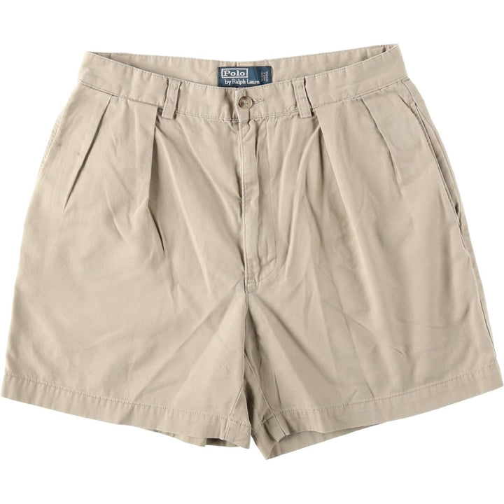 Ralph Lauren POLO by Ralph Lauren ANDREW SHORT Two-pleat chino shorts, short pants, men's size W31 cotton Beige type Vintage Second Hand