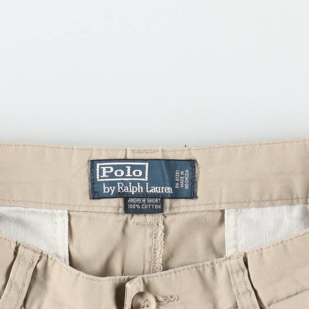 Ralph Lauren POLO by Ralph Lauren ANDREW SHORT Two-pleat chino shorts, short pants, men's size W31 cotton Beige type Vintage Second Hand