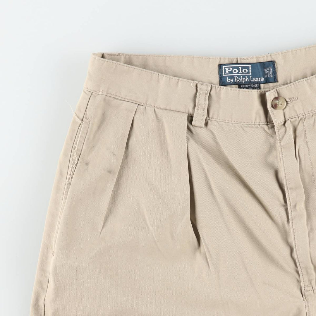 Ralph Lauren POLO by Ralph Lauren ANDREW SHORT Two-pleat chino shorts, short pants, men's size W31 cotton Beige type Vintage Second Hand