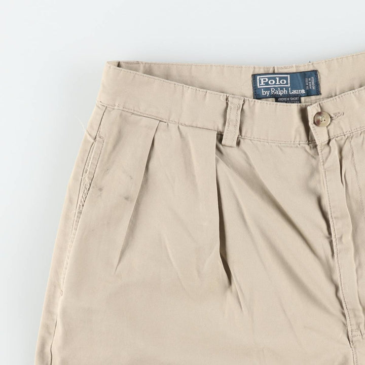 Ralph Lauren POLO by Ralph Lauren ANDREW SHORT Two-pleat chino shorts, short pants, men's size W31 cotton Beige type Vintage Second Hand