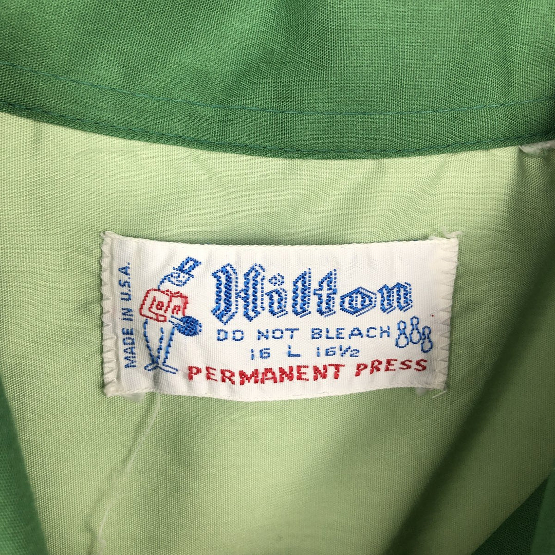 1970'S Hilton Short-Sleeve Bowling Shirt, Boxy Shirt, Made in USA, Men's Size L unclear green type Vintage Second Hand