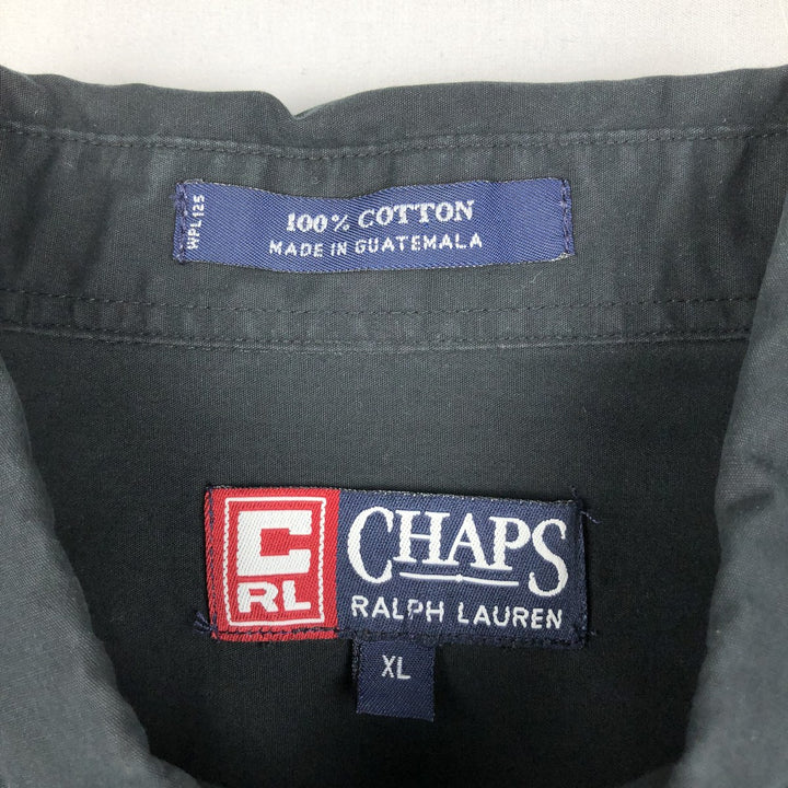 Ralph Lauren CHAPS short sleeve button down shirt for men, equivalent to XL cotton black type Vintage Second Hand