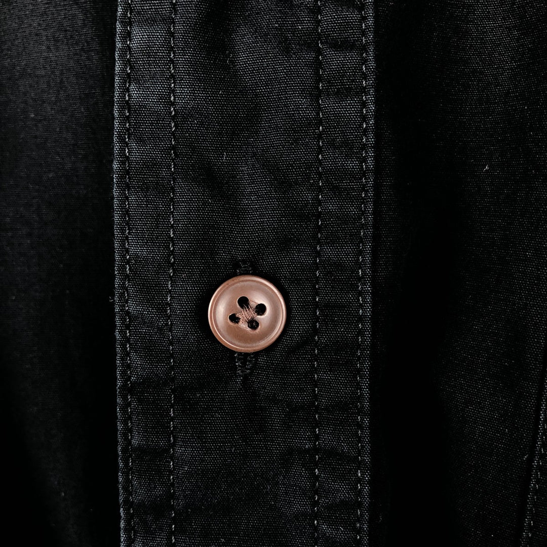 Ralph Lauren CHAPS short sleeve button down shirt for men, equivalent to XL cotton black type Vintage Second Hand