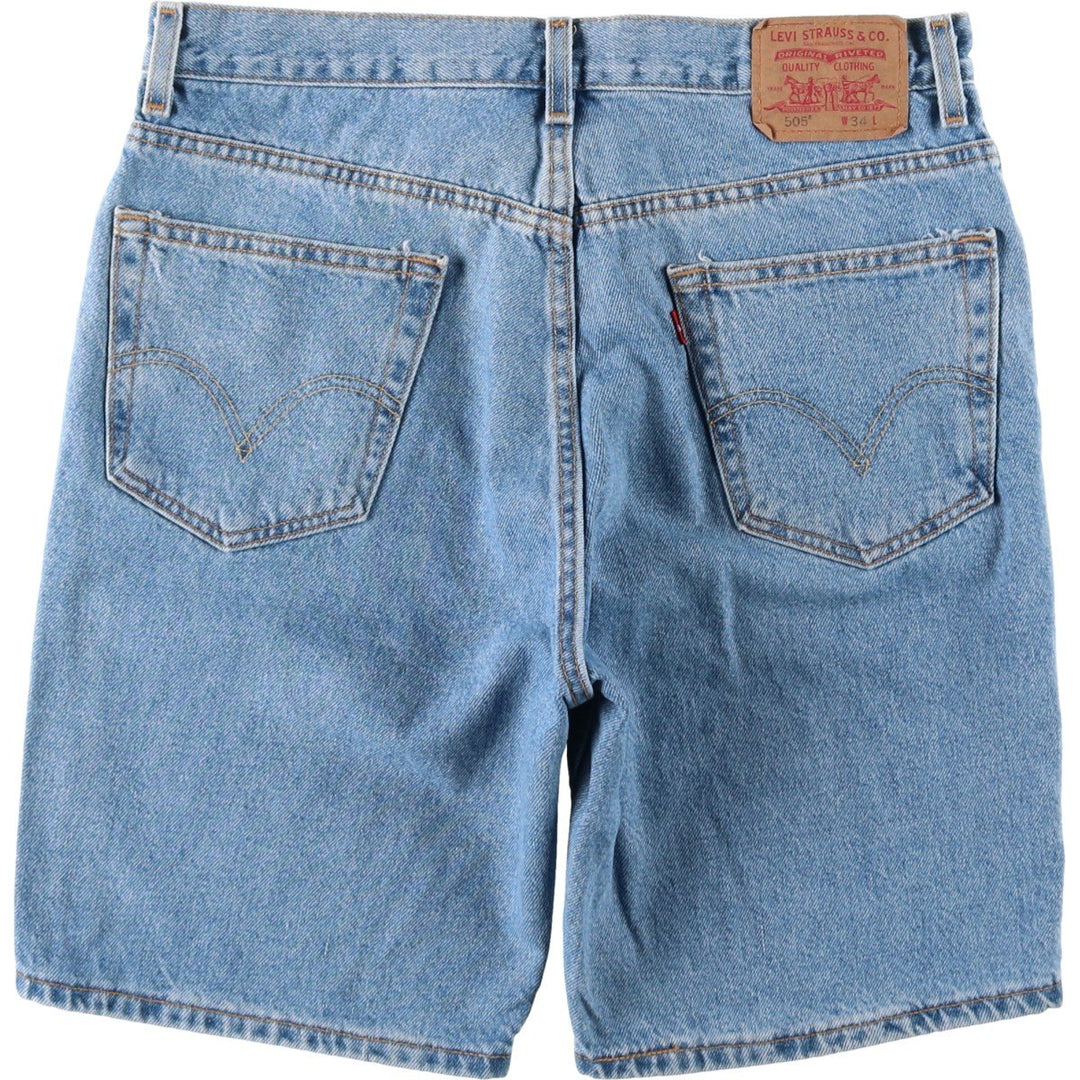 00'S Levi's 505 REGULAR FIT denim shorts, men's size w34 cotton blue type Vintage Second Hand
