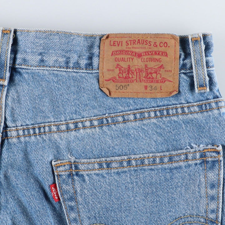 00'S Levi's 505 REGULAR FIT denim shorts, men's size w34 cotton blue type Vintage Second Hand