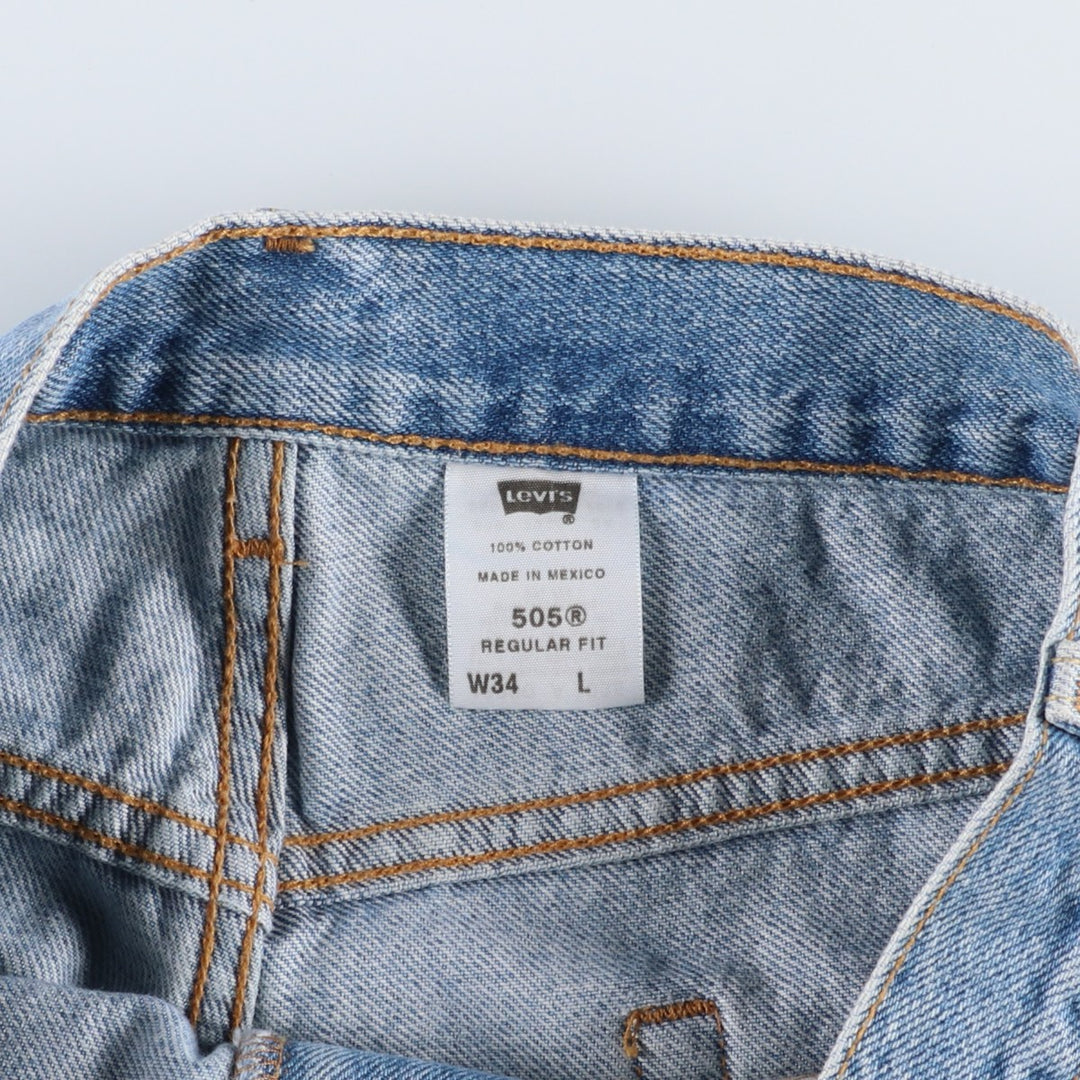 00'S Levi's 505 REGULAR FIT denim shorts, men's size w34 cotton blue type Vintage Second Hand