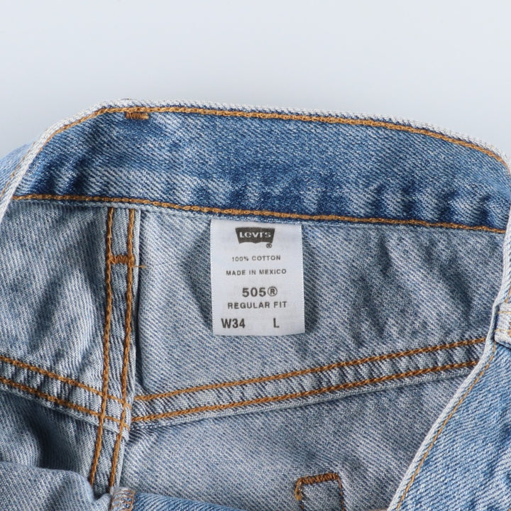 00'S Levi's 505 REGULAR FIT denim shorts, men's size w34 cotton blue type Vintage Second Hand