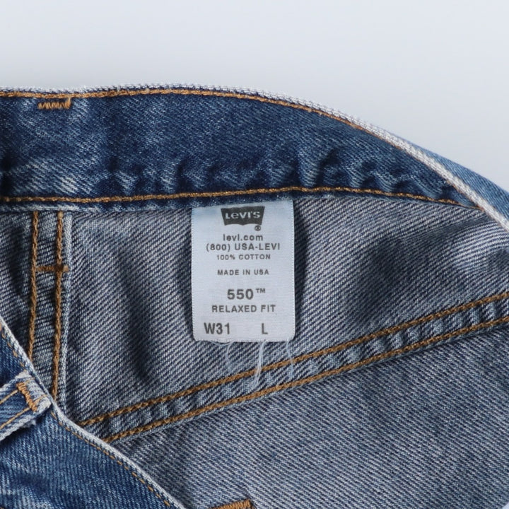 2000'S Levi's 550 Relaxed Fit Denim Shorts, Made in USA, Men's Size W30 (approx.) cotton blue type Vintage Second Hand