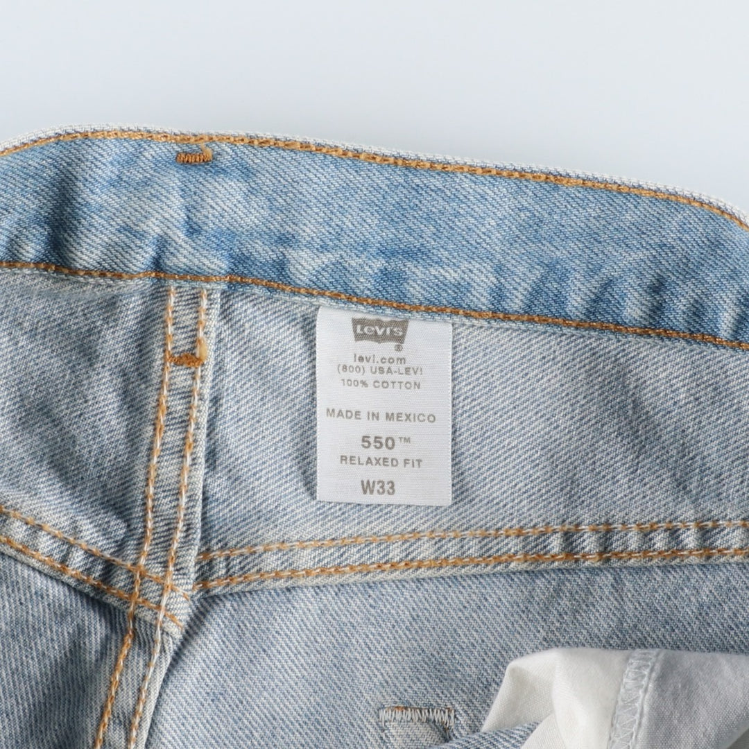 00'S Levi's 550 Relaxed Fit Denim Shorts for Men, Size W34 cotton Blue type light blue Vintage Second Hand