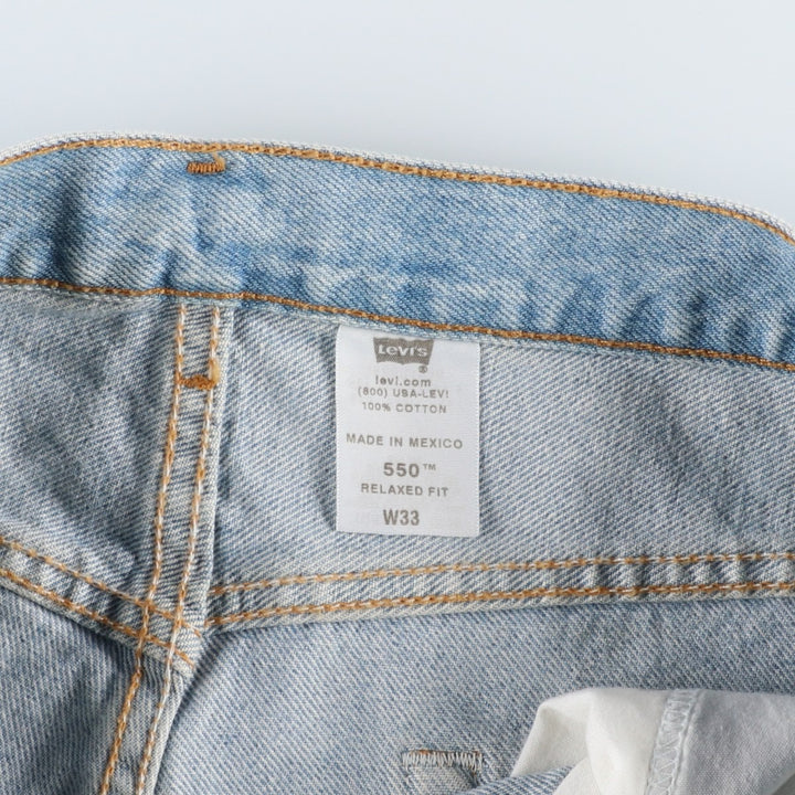 00'S Levi's 550 Relaxed Fit Denim Shorts for Men, Size W34 cotton Blue type light blue Vintage Second Hand