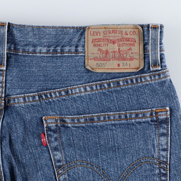 00'S Levi's 505 REGULAR FIT denim shorts, men's size w34 cotton blue type Vintage Second Hand
