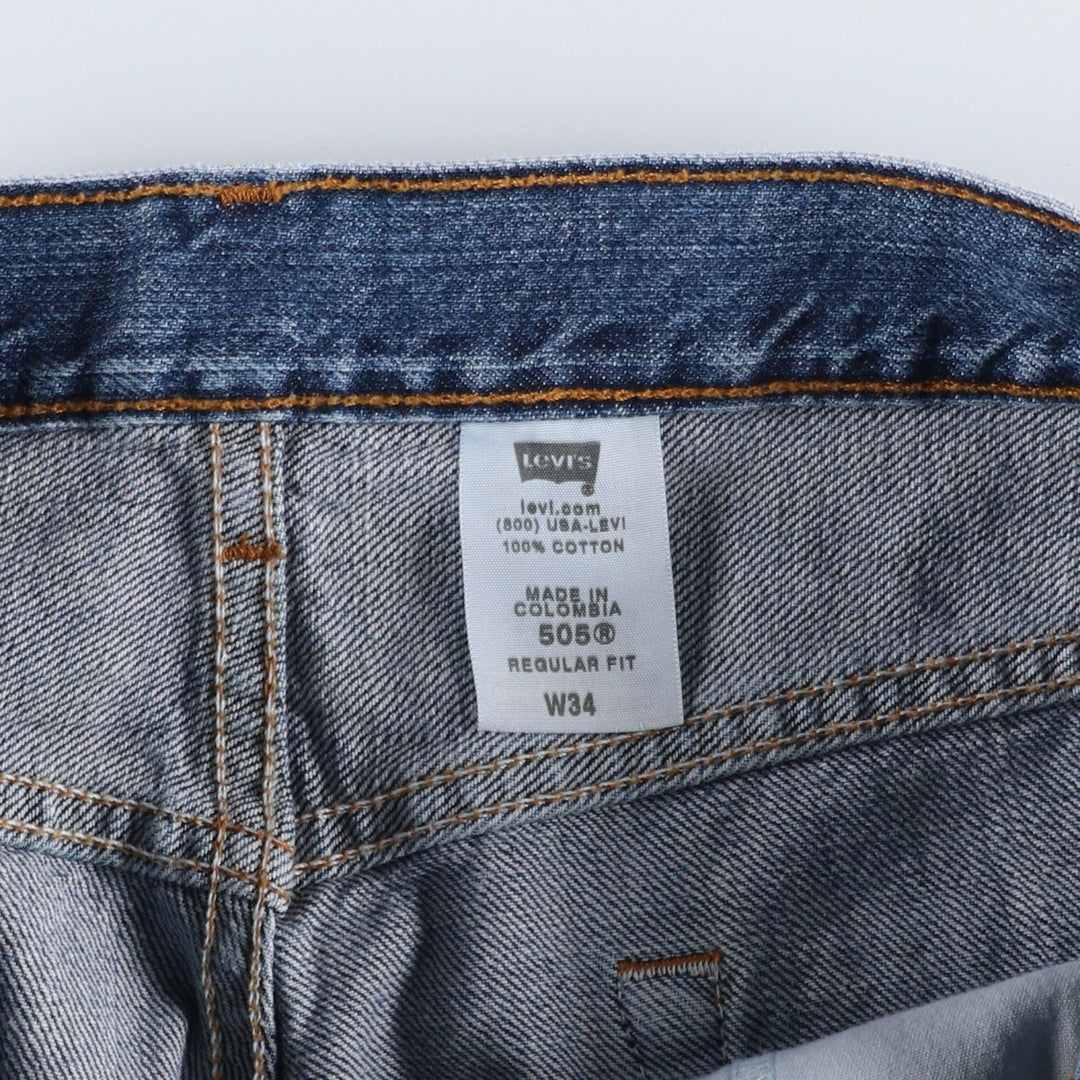 00'S Levi's 505 REGULAR FIT denim shorts, men's size w34 cotton blue type Vintage Second Hand