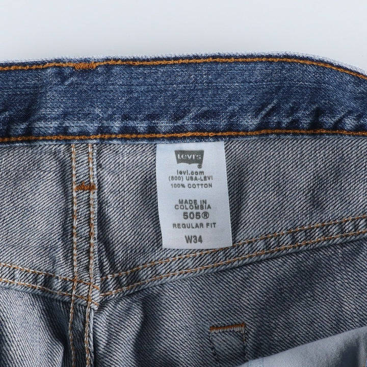 00'S Levi's 505 REGULAR FIT denim shorts, men's size w34 cotton blue type Vintage Second Hand