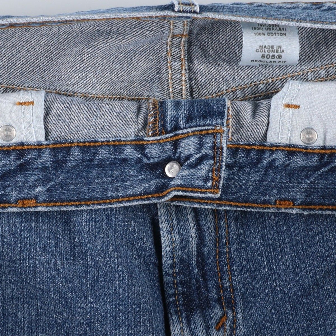 00'S Levi's 505 REGULAR FIT denim shorts, men's size w34 cotton blue type Vintage Second Hand