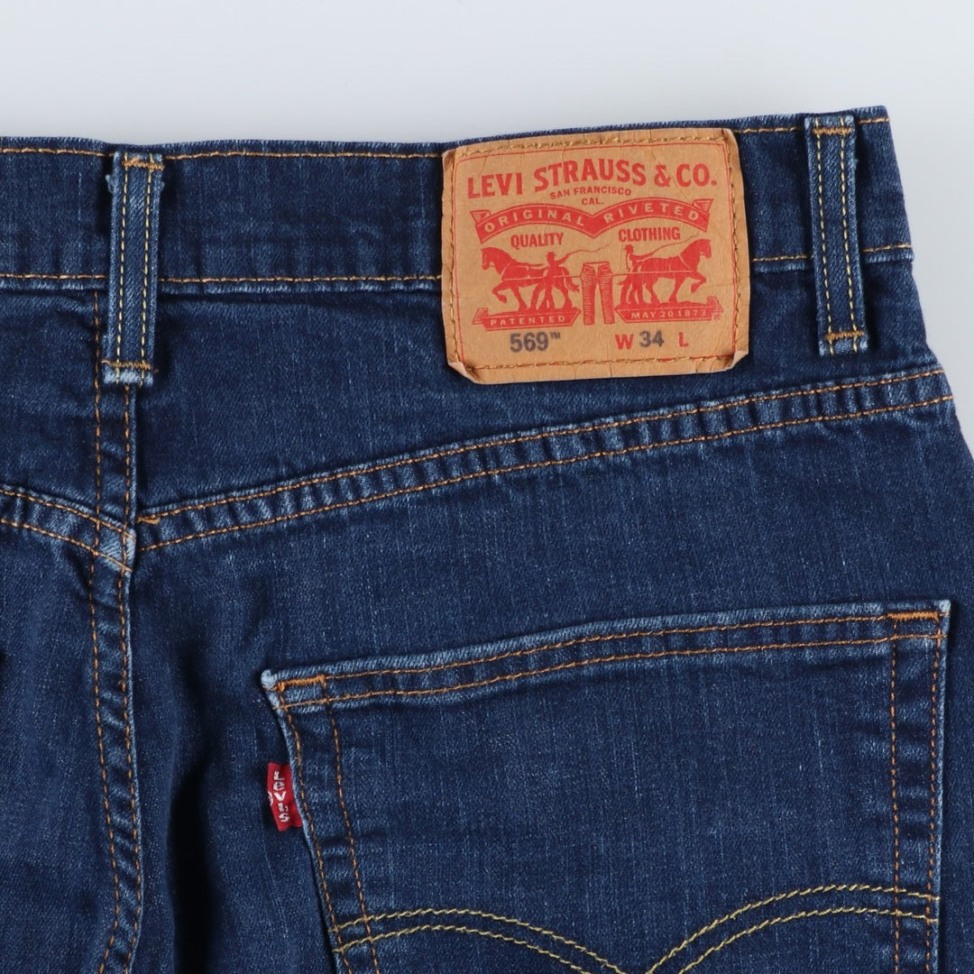 Levi's 569 denim shorts, half pants, jorts, men's size W34 cotton navy blue type Vintage Second Hand