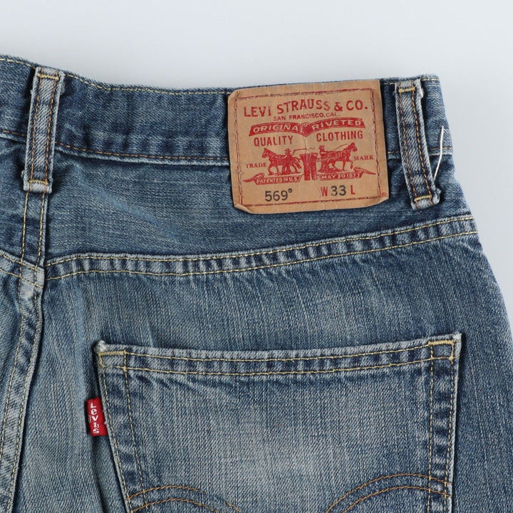Levi's 569 LOOSE STRAIGHT denim shorts, half pants, jorts, men's w34 equivalent cotton blue type Vintage Second Hand