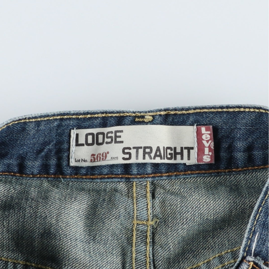 Levi's 569 LOOSE STRAIGHT denim shorts, half pants, jorts, men's w34 equivalent cotton blue type Vintage Second Hand