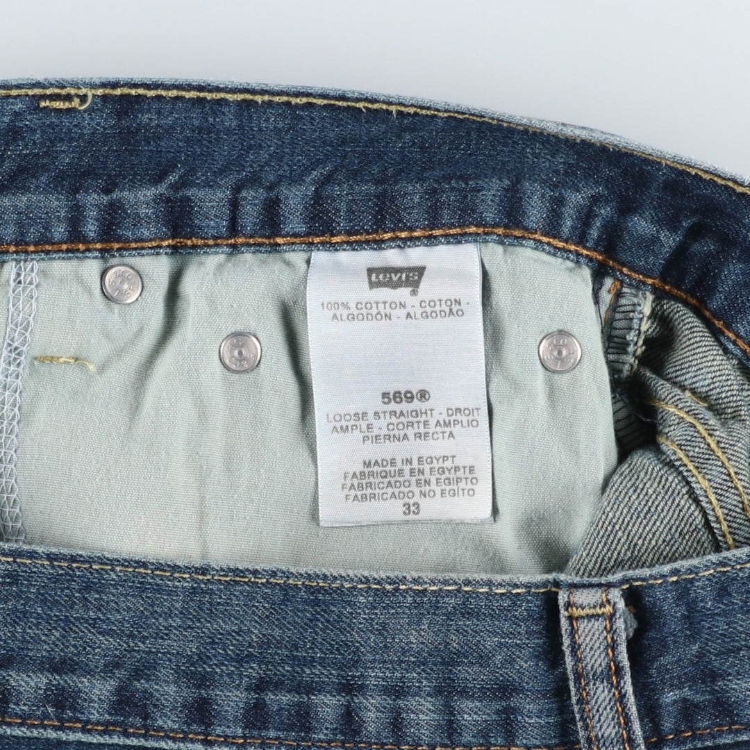 Levi's 569 LOOSE STRAIGHT denim shorts, half pants, jorts, men's w34 equivalent cotton blue type Vintage Second Hand
