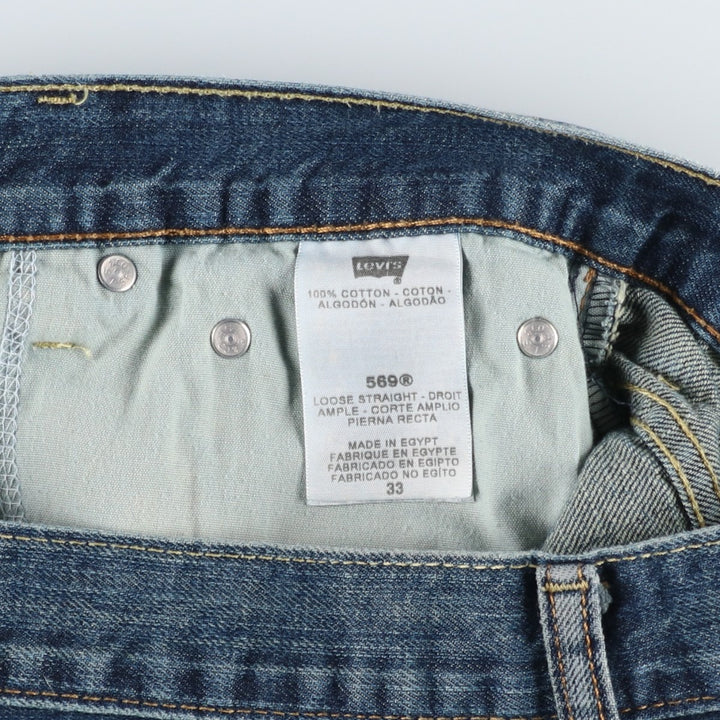 Levi's 569 LOOSE STRAIGHT denim shorts, half pants, jorts, men's w34 equivalent cotton blue type Vintage Second Hand